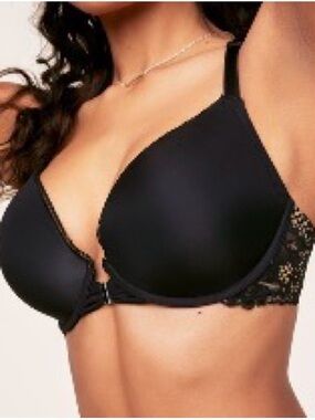 34DD Front Clip Racerback Black Lace Bra